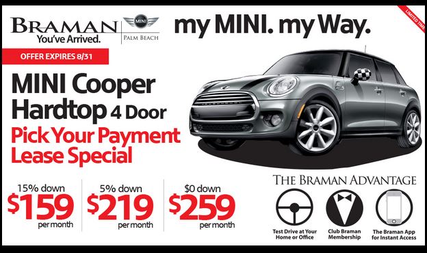 New MINI Cooper Hardtop 4 Door lease deal in Palm Beach